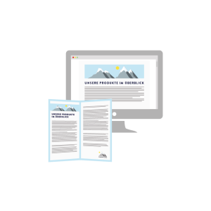 Beispiele einer Website und einer gedruckten Informationsbroschüre