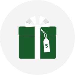 Das Icon für das Paket Small zeigt ein grünes Geschenks-Paket mit weißer Schleife.