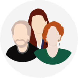 Das Icon für die Kategorie Wer zeigt die stilisierten Portraits von Stefan, Verena und Anna.