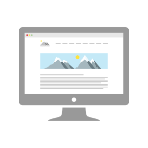 Beispielwebsite mit Bild von Bergen als Banner